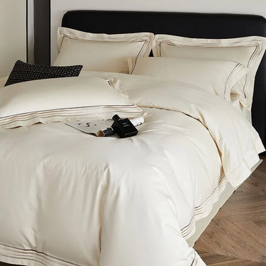 White Gold Embroidery Hotel Quality 100%Cotton 500TC Bedding Set